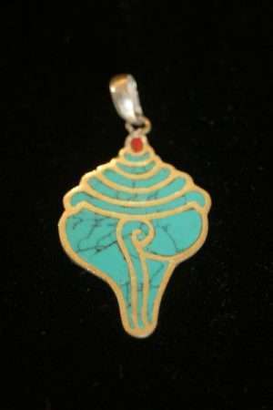 Turquoise conch silver pendant 3.5cm