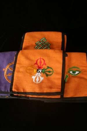 Embroidered shoulder bag Buddhist symbols
