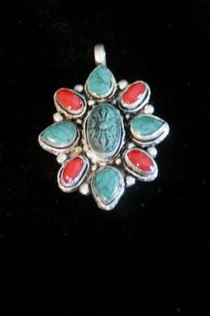 Multi stone double vajra pendant