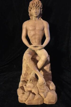 Meditating Figure Wood 25cm