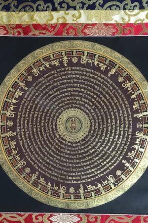 Mandala thangka with Vajra and om mane padme hum
