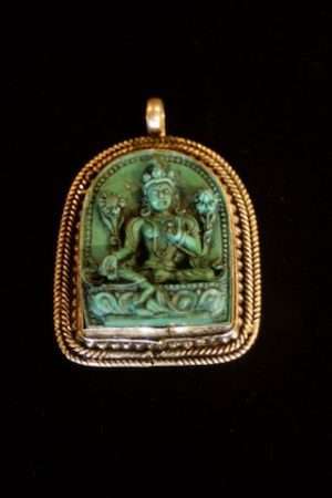 Green tara resin pendant