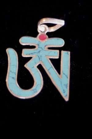 Tibetan om pendant silver 2.5cm