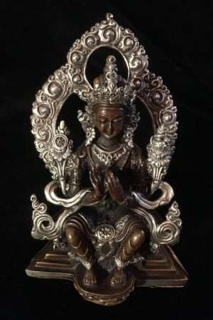 Maitreya Buddha statue 11cm Copper silver plated