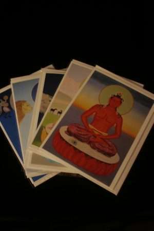 FIVE BUDDHAS SET OF FIVE GREETINGS CARDS