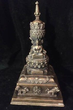 FIVE BUDDHA STUPA BRASS 24cm