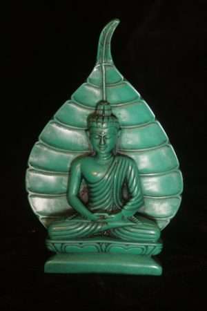 BUDDHA WITH BODHI LEAF  RESIN STATUE 15cm