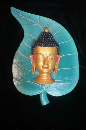 BUDDHA HEAD WITH BODHI LEAF 38cm
