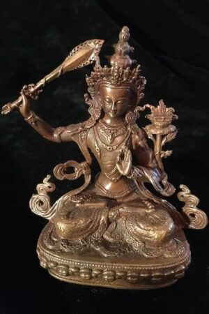 MANJUSRI STATUE 10cm copper  Fine  hand carved finish