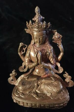 AVALOKITESVARA STATUE 10cm copper  Fine  hand carved finish
