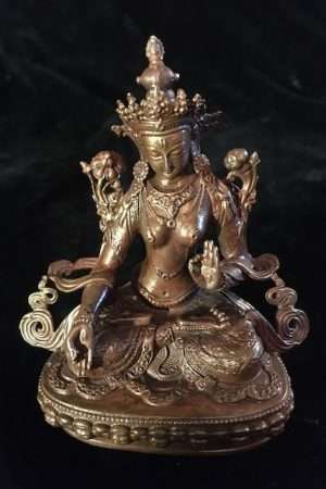 WHITE TARA STATUE 10cm copper  Fine  hand carved finish