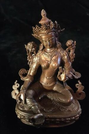 GREEN  TARA STATUE 10cm copper  Fine  hand carved finish
