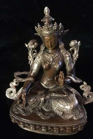 WHITE TARA STATUE 10cm copper  Fine  hand carved finish