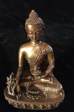 MEDICINE BUDDHA STATUE 10cm copper  Fine  hand carved finish