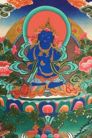 VAJRADHARA THANGKA 25 x34cm picture size 50x75cm with brocade