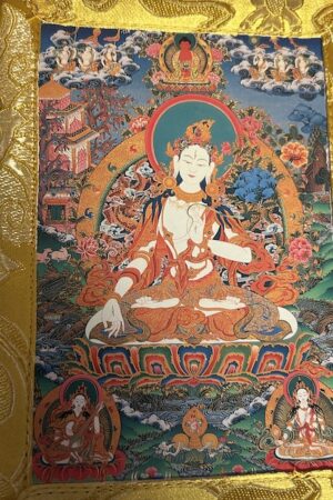 WHITE TARA POSTCARD THANGKA