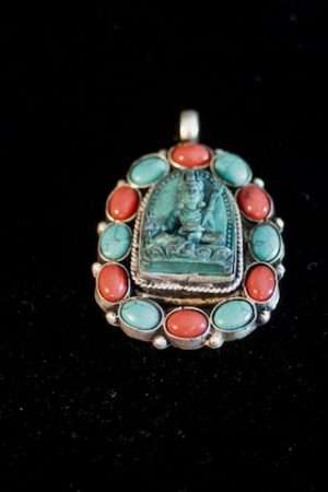 PADMASAMBHAVA RESIN Pendant with stones 4.5cm