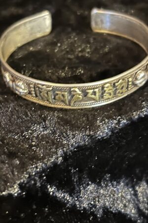OM MANE PADME HUM BRACELET SILVER and GOLD 10mm