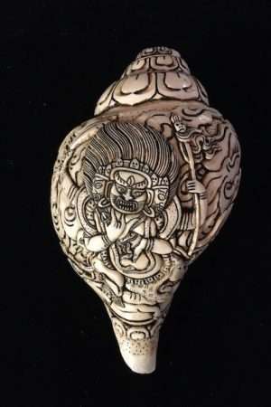 Mahakala carved conch shell