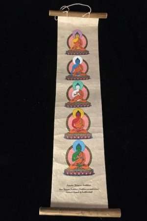 FIVE BUDDHA PAPER SCROLL