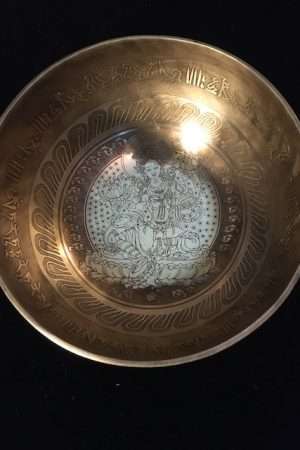 GREEN TARA ETCHED SINGING BOWL 18cm
