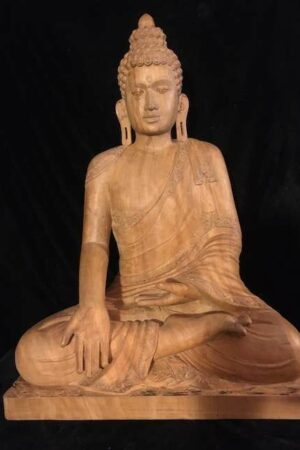 WOOD RATNASAMBHAVA BUDDHA STATUE 59cm