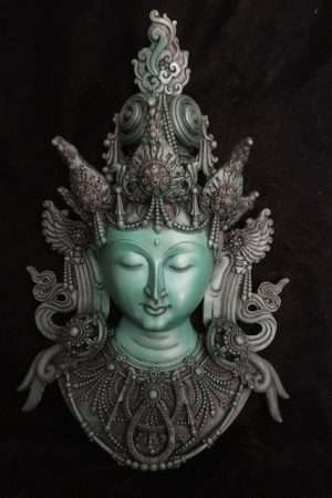 GREEN TARA HEAD HANGING RESIN 42cm