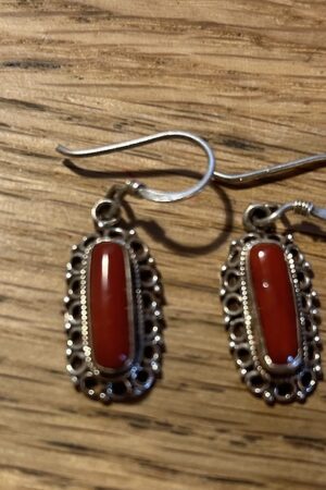 Coral earrings 2cm SILVER