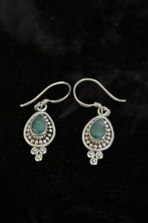 EMERALD Silver earrings 1.5cm