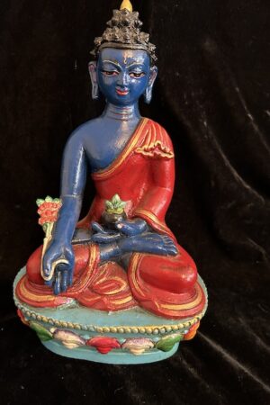 Medicine  Buddha statue painted Clay 23cm