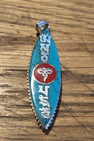 OM MANE / BUDDHA EYE'S TURQUOISE  SILVER PENDANT