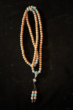 Sandalwood mala with stones 7mm