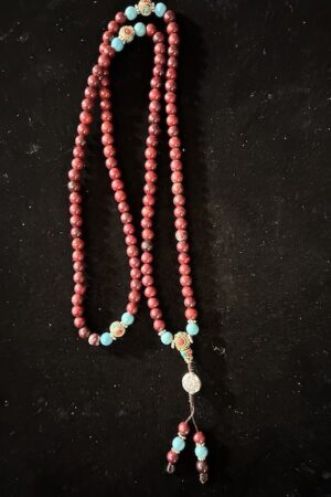 Rosewood and stone mala 7mm bead