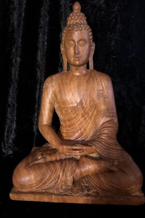 WOOD AMITABHA BUDDHA STATUE 59cm