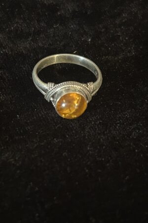 SILVER AMBER Ring 1cm