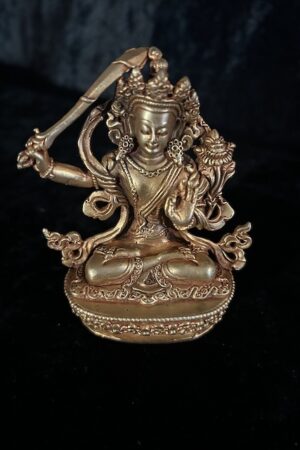 MANJUSRI STATUE 9cm GOLD PLATED copper