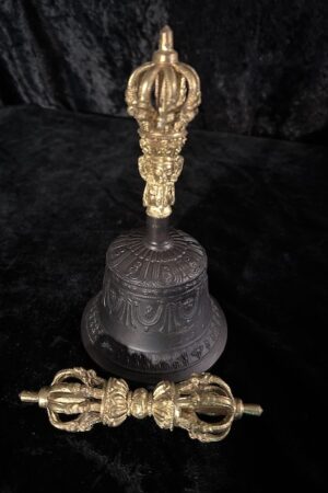 Nine prong Vajra and Bell set 23 cm