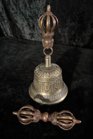 Nine prong Vajra and Bell set 23 cm